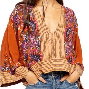 🌸🌿✨FREE PEOPLE Mix 'n' Match Blouse – Rust Combo 💛
